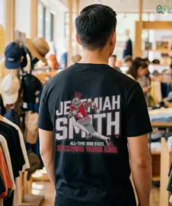 ohio state football jeremiah smith all time receiving yards record tshirt black male back
