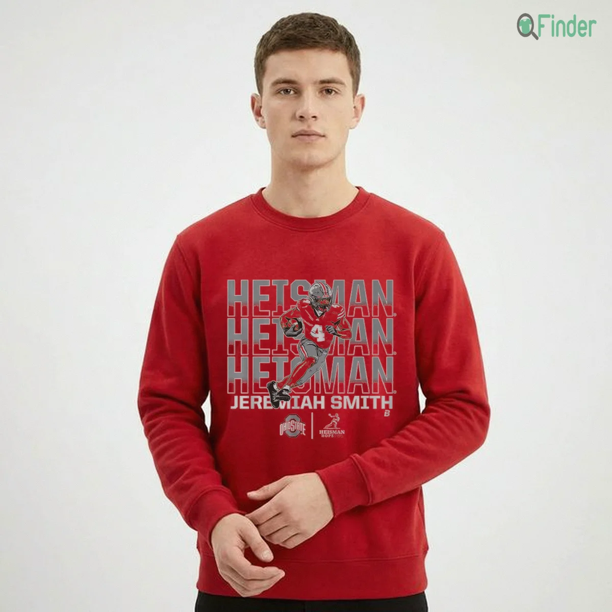 ohio state football jeremiah smith heisman hopeful name pose sweatshirt red 01 ohio state football jeremiah smith heisman hopeful name pose sweatshirt red 01