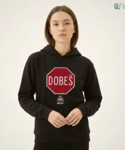 ohio state hockey jakub dobes stop sign hoodie black female 01