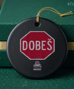 ohio state hockey jakub dobes stop sign ornament