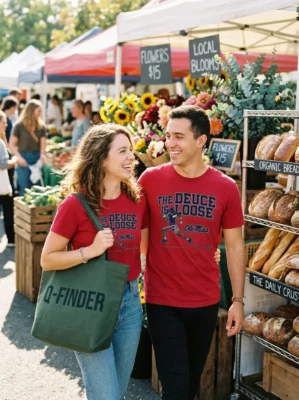 ole miss football deuce alexander is loose red tshirt farmers market couple