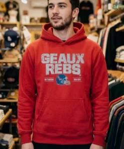 ole miss football geaux rebs mock hoodie red