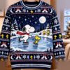 peanuts snoopy woodstock moonlit ice skating ugly christmas sweater 1