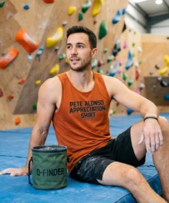 pete alonso appreciation orange tanktop bouldering gym