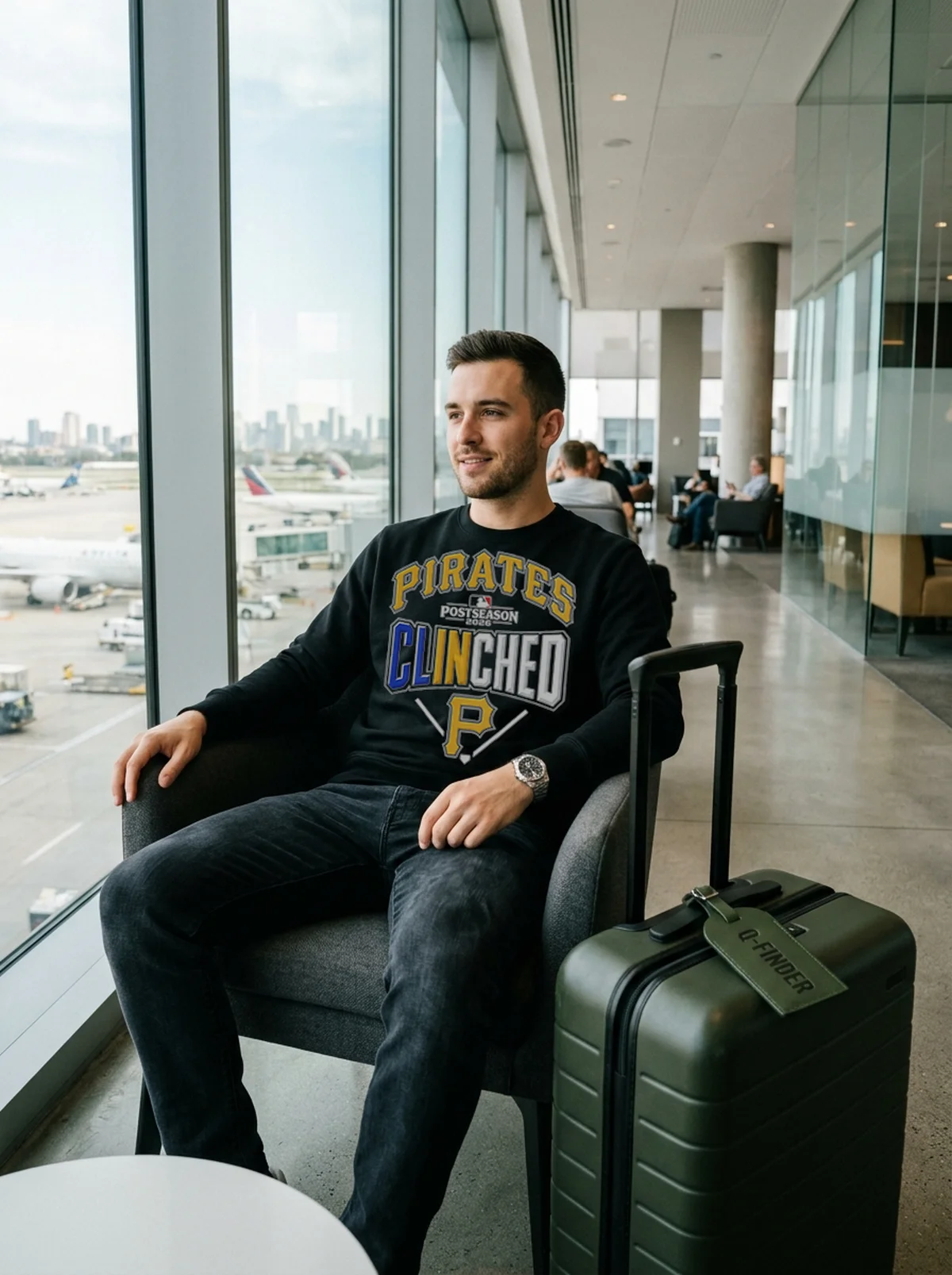 pittsburgh pirates mlb clinched 2026 baseball logo black sweatshirt airport lounge pittsburgh pirates mlb clinched 2026 baseball logo black sweatshirt airport lounge