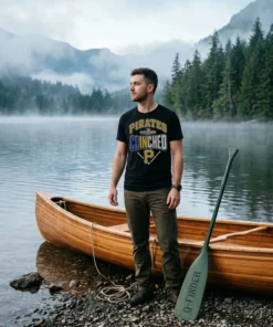 pittsburgh pirates mlb clinched 2026 baseball logo black tshirt canoe shoreline