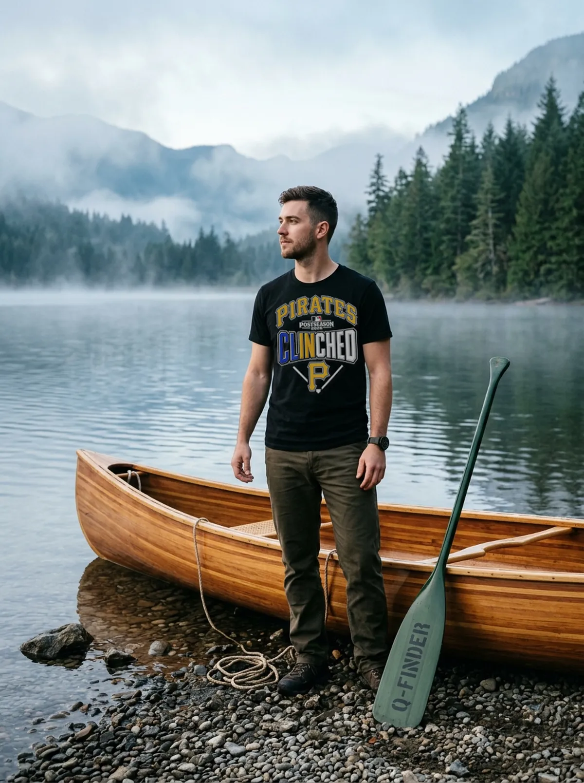 pittsburgh pirates mlb clinched 2026 baseball logo black tshirt canoe shoreline pittsburgh pirates mlb clinched 2026 baseball logo black tshirt canoe shoreline