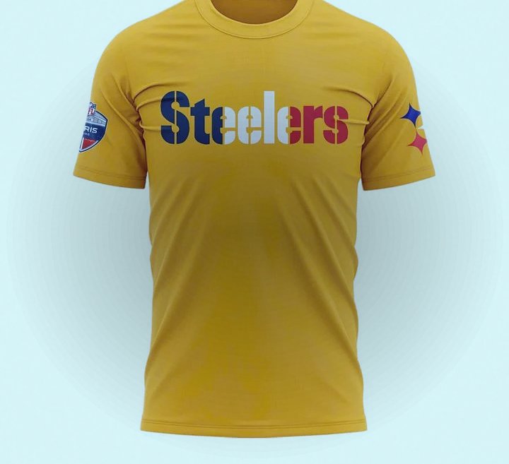 Pittsburgh Steelers 2026 Paris Game 3D T-Shirt - Design Preview