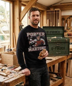 porter martone philadelphia player name wht black sweatshirt woodshop craftsman