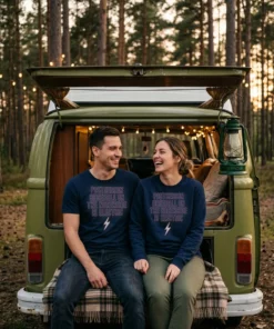 postseason baseball is electric blue tshirt campervan tailgate couple