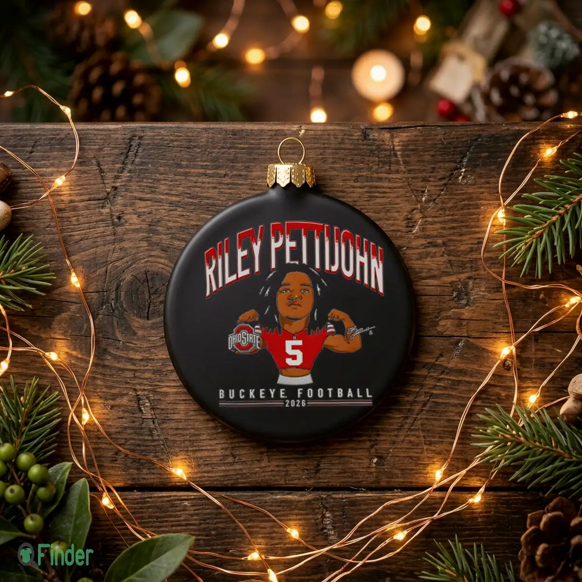 riley pettijohn ohio state buckeyes football 2026 caricature signature black ornament riley pettijohn ohio state buckeyes football 2026 caricature signature black ornament