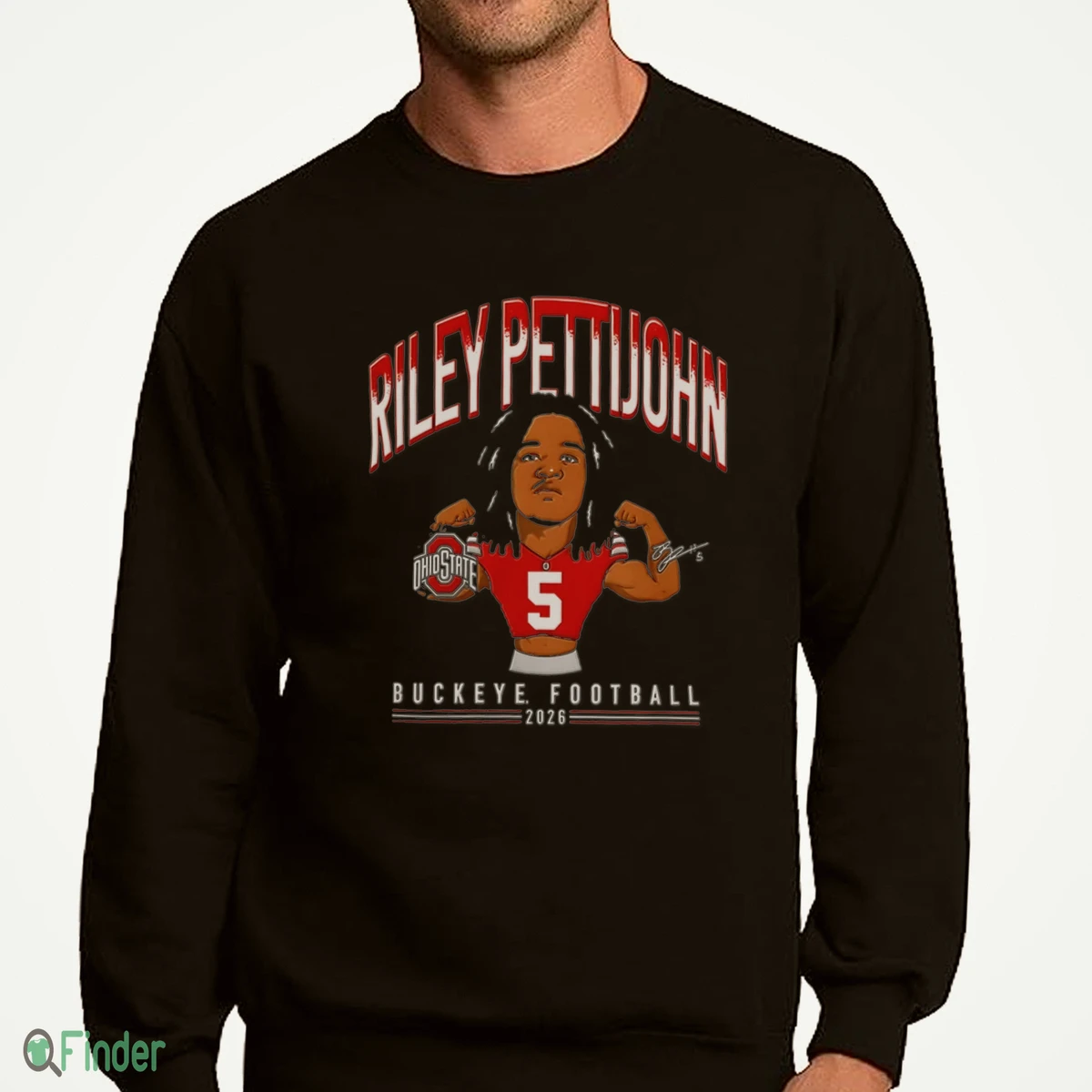 riley pettijohn ohio state buckeyes football 2026 caricature signature sweatshirt riley pettijohn ohio state buckeyes football 2026 caricature signature sweatshirt