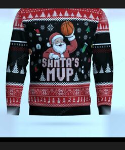 santas mvp basketball championship ugly christmas sweater 1