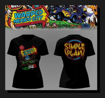simple plan vans warped tour mexico city 2026 v neck t shirt 1 1