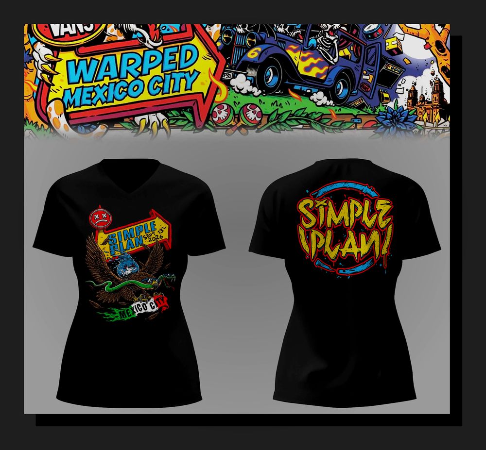 Simple Plan Vans Warped Tour Mexico City 2026 V - Neck T-Shirt - Design Preview