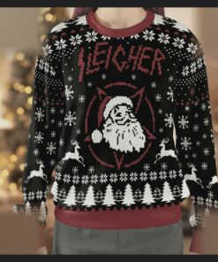 sleigher heavy metal slayer parody ugly christmas sweatshirt 2