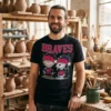 snoopy and charlie brown wear atlanta braves mlb holiday ch black tshirt pottery studio