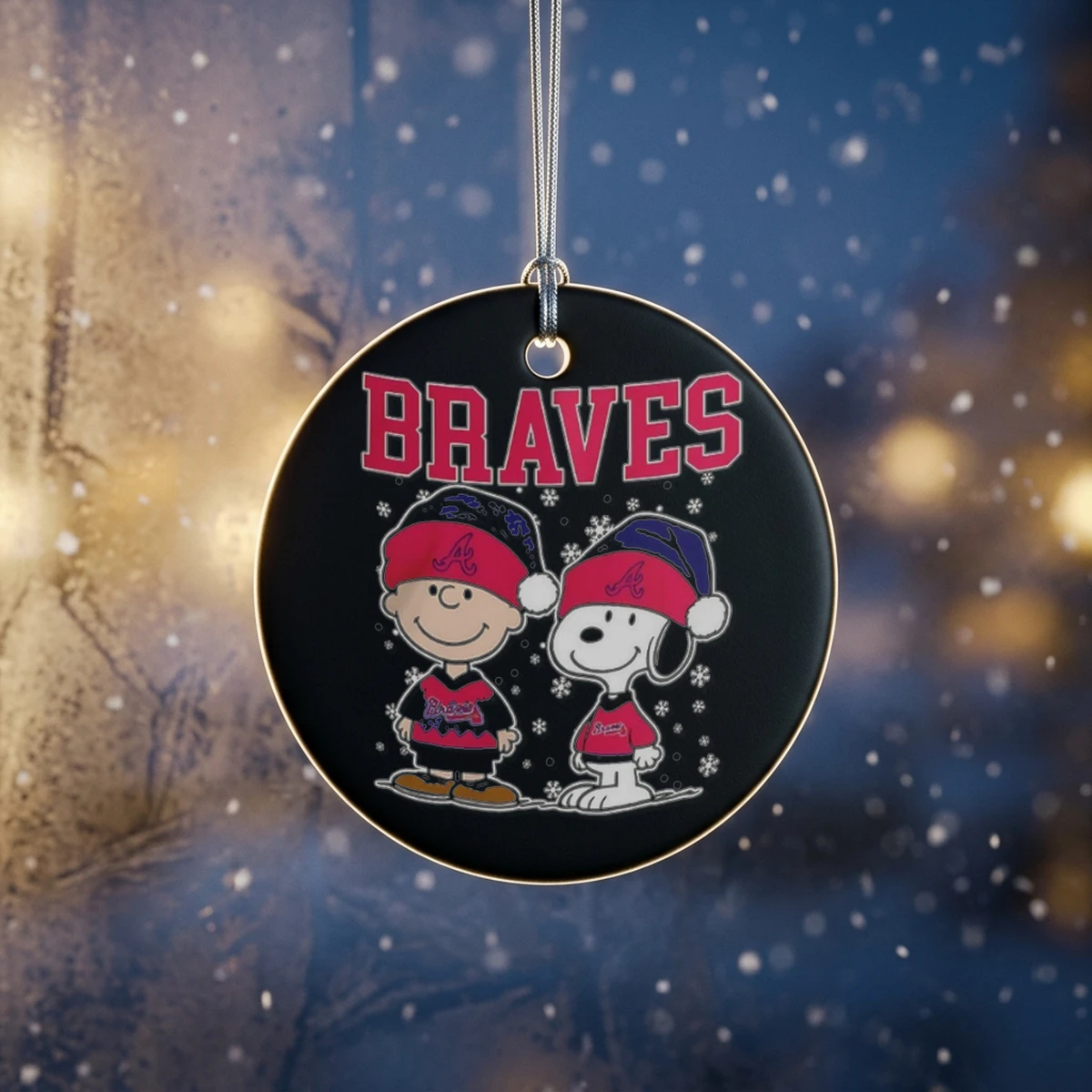 snoopy and charlie brown wear atlanta braves mlb holiday christmas 2025 ornament snoopy and charlie brown wear atlanta braves mlb holiday christmas 2025 ornament