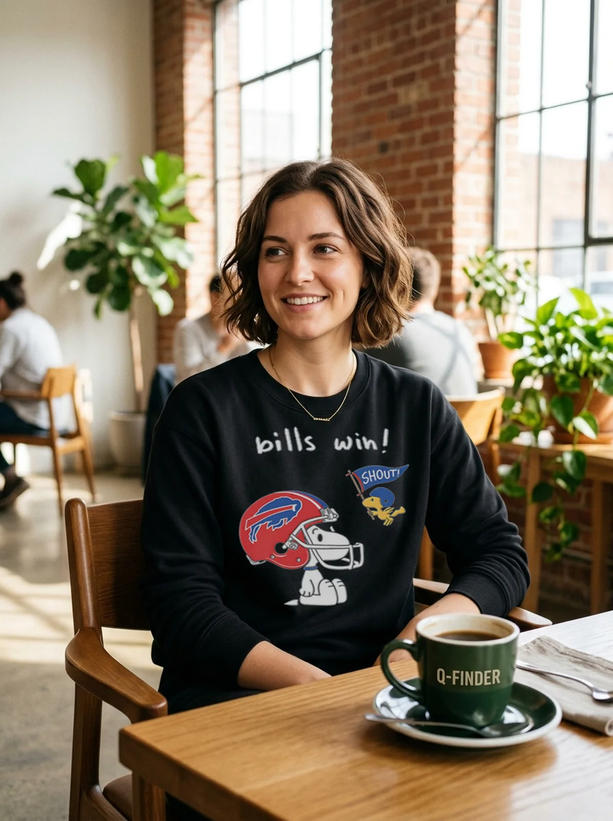 snoopy woodstock buffalo bills nfl win shout cartoon black sweatshirt artisan cafe snoopy woodstock buffalo bills nfl win shout cartoon black sweatshirt artisan cafe