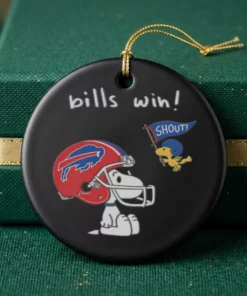 snoopy woodstock buffalo bills nfl win shout cartoon ornament