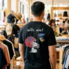snoopy woodstock buffalo bills nfl win shout cartoon tshirt black male back