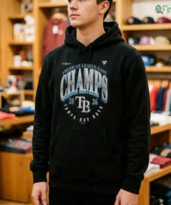 tampa bay rays 2026 al east division champions locker room mock hoodie black