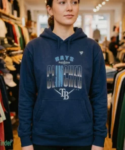 tampa bay rays 2026 mlb postseason locker room clinched mock hoodie navy 1