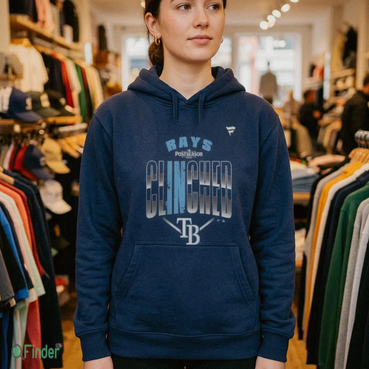 tampa bay rays 2026 mlb postseason locker room clinched mock hoodie navy 1 tampa bay rays 2026 mlb postseason locker room clinched mock hoodie navy 1
