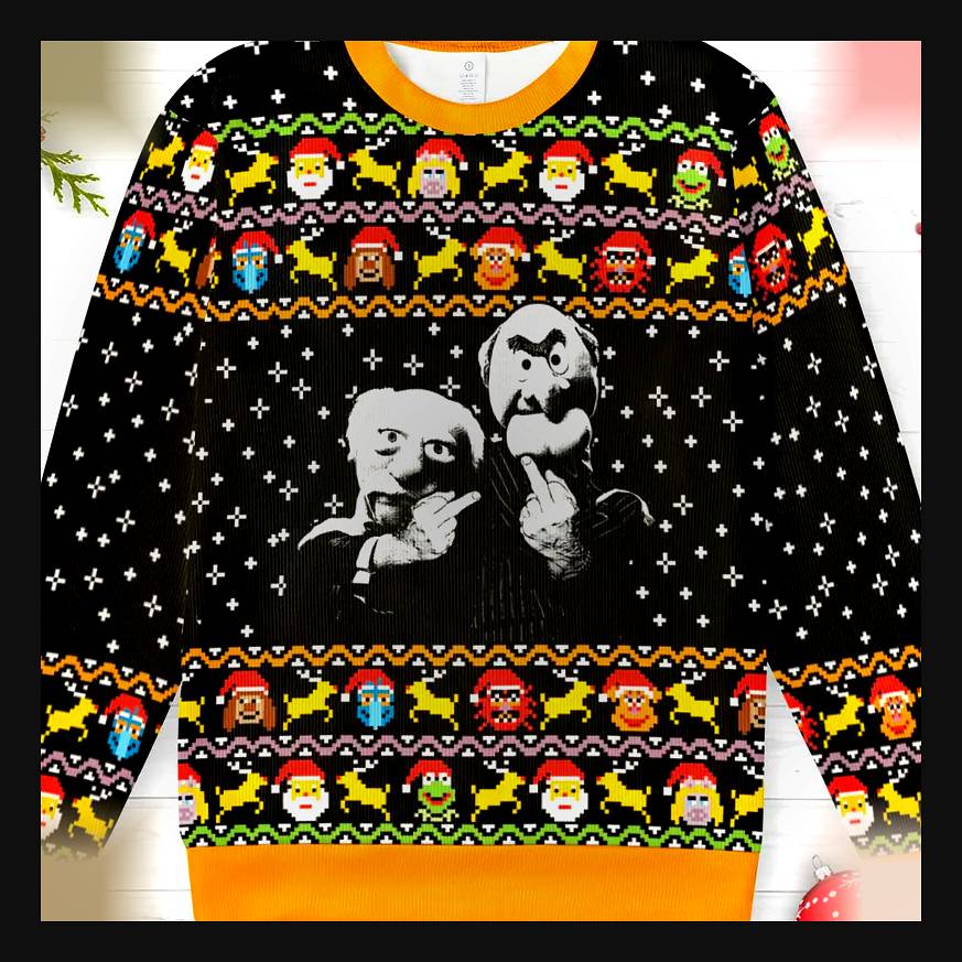 the muppets statler and waldorf balcony ugly christmas sweatshirt 1 the muppets statler and waldorf balcony ugly christmas sweatshirt 1