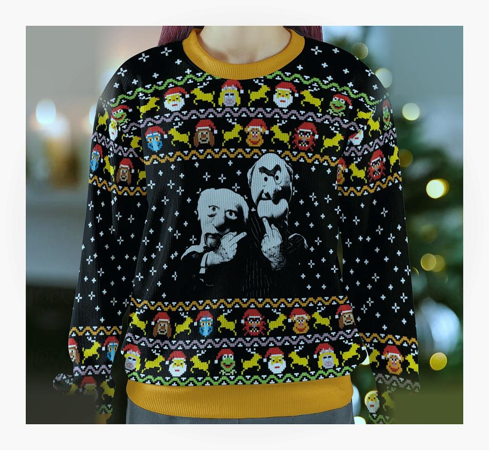 The Muppets Statler And Waldorf Balcony Ugly Christmas Sweatshirt - Design Preview
