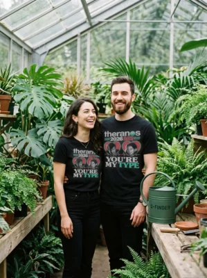 theranos blood drive 2026 you re my type black tshirt greenhouse couple