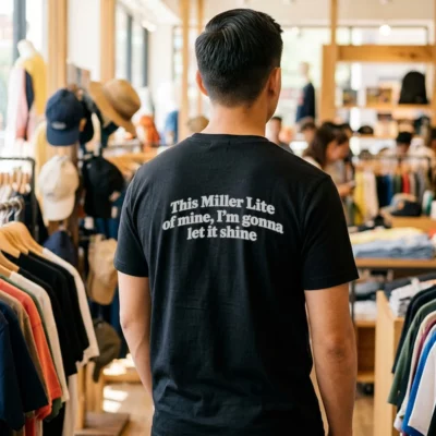 this miller lite of mine i m gonna let it shine text tshirt black male back