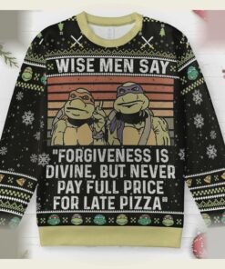 tmnt ninja turtles forgiveness is divine late pizza ugly christmas sweatshirt 1
