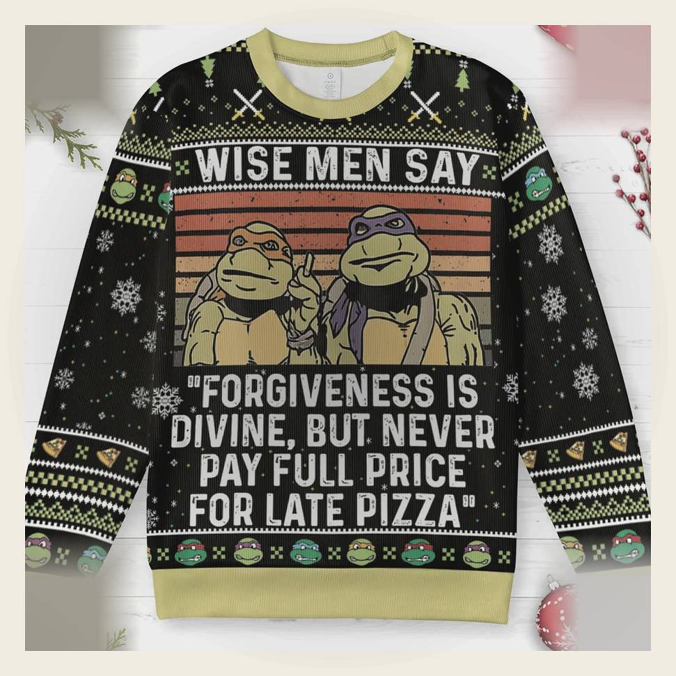 tmnt ninja turtles forgiveness is divine late pizza ugly christmas sweatshirt 1 tmnt ninja turtles forgiveness is divine late pizza ugly christmas sweatshirt 1