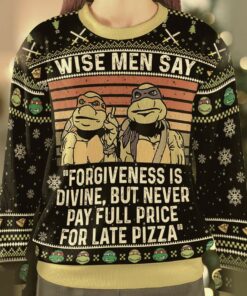 tmnt ninja turtles forgiveness is divine late pizza ugly christmas sweatshirt 2