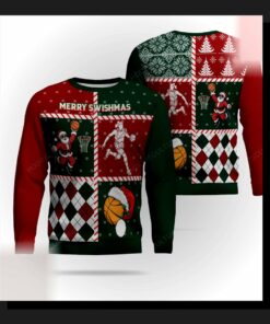 womens basketball court holiday ugly christmas sweater 1