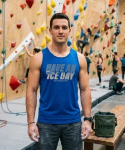 zamboni have an ice day text blue tanktop climbing gym