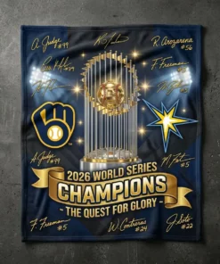 2026 World Series The Commissioner Trophy Clash Dual Franchise Legends Blanket - Lifestyle Model Mockup