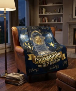 2026 World Series The Commissioner Trophy Clash Dual Franchise Legends Blanket - Front View Main Mockup