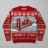 49ers Brock Purdy Sleigh Conductor Holiday Ugly Christmas Sweater - Front View Main Mockup