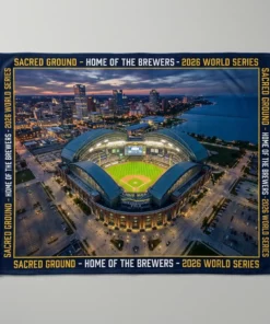 American Family Field Sacred Ground Stadium Skyline Fleece Blanket - Lifestyle Model Mockup