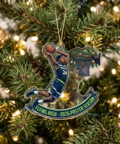 Anthony Edwards Ant-Man Poster Dunk Minnesota Timberwolves 2026 Custom Acrylic Ornament - Front View Main Mockup