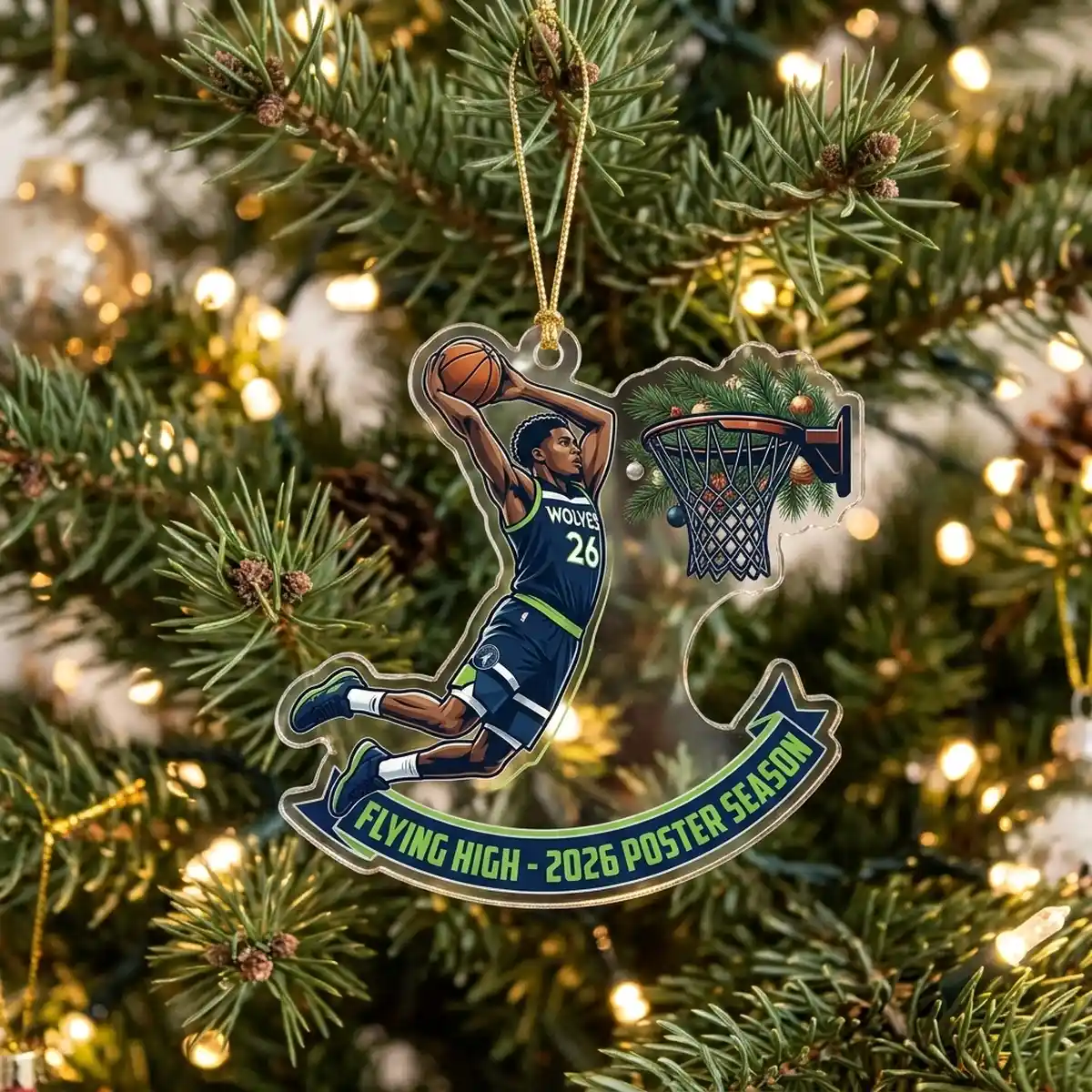 anthony edwards ant man poster dunk 2026 custom acrylic ornament hero Anthony Edwards Ant-Man Poster Dunk Minnesota Timberwolves 2026 Custom Acrylic Ornament - Front View Main Mockup