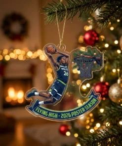 Anthony Edwards Ant-Man Poster Dunk Minnesota Timberwolves 2026 Custom Acrylic Ornament - Lifestyle Model Mockup