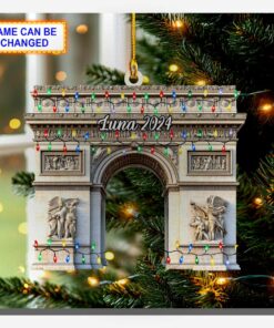 arc de triomphe paris christmas lights holiday keepsake tree ornament 1