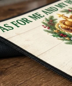 As For Me And My House We Will Celebrate The King Christmas Doormat - Lifestyle Model Mockup