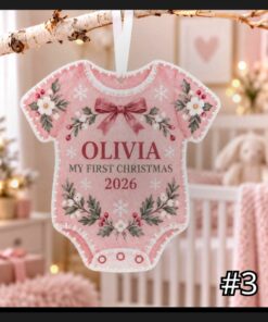 baby first christmas newborn keepsake custom shape felt holiday ornament 3