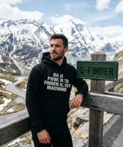baja powered fingerblast machine black hoodie alpine pass
