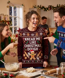 baked with love knead me daddy adult humor christmas sweater