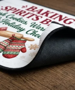 Baking Spirits Bright Christmas Cookie Kitchen Holiday Entrance Doormat - Lifestyle Model Mockup